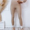 Odziez Damska Limonka | Legginsy Spodnie Z Przeszyciami Bezowe 423